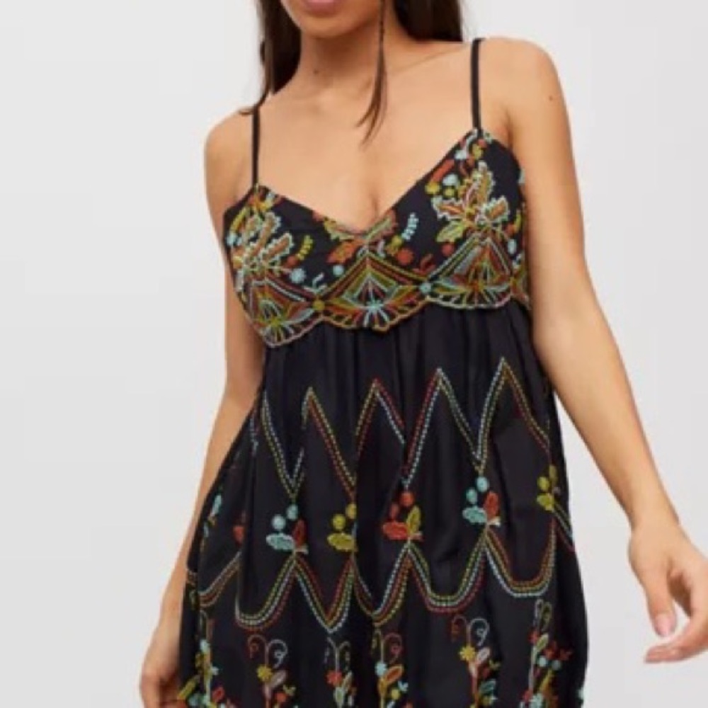 Embroidered Black Dress
